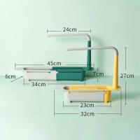 Organizador de grifo Telescc para fregadero de cocina, estante de almacenamiento ajustable para esponja, toalla y jabón - details 12