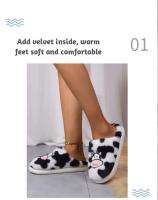 Ubu-Zapatillas de piel de vaca de dibujos animados, zapatos coreanos antideslizantes para interiores, cálidos y bonitos, de algodón suave, para estudiantes de invierno - details 4