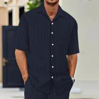 Gran oferta de camisas de manga corta para hombre, color sólido, cuello vuelto, estilo informal de playa de talla grande - details 2