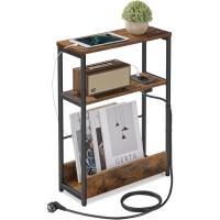 Multienchufe, Mesa Estrecha con 3 Estantes, para Espacios Pequeños con Revistero, para Salón - details 0