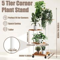 Estantería de Madera para Plantas de 5 Niveles con Ruedas Opcionales Soporte para Plantas, Banco de Flores, Escaleras para Plantas Para Interior, Jardín, Balcón, Decoración - details 1