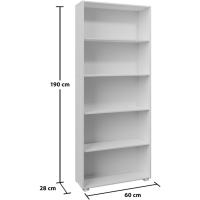 Estantería Vela Blanca 190x60x28cm 5 Estantes Librería Biblioteca Mueble Organizador Oficina - details 1