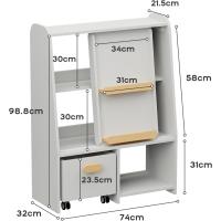 Estantería Infantil con Organizador de Juguetes Móvil y Amplio Almacenamiento para Juguetes - Librería Multifuncional con Repisa Abierta Grande y Puerta Corredera - details 1