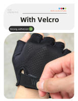 Guantes de medio dedo para bicicleta de montaña, manoplas cortas de GEL, almohadilla de Palma gruesa de 6mm, a prueba de golpes y antideslizante, tela elástica - details 8