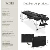Silla de Masaje Profesional Camilla Plegable Fisioterapia, Quiromasaje, Tatuajes, Reiki, Ajustable en Altura, 2 Zonas, con Bolsa de Transporte Negro - details 3