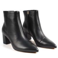 Botas cortas de cuero con cremallera del fabricante de botas de alta calidad, botines de tacón grueso para mujer - details 0