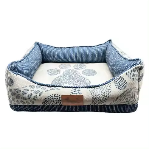 Petking - Cama para perros y gatos, Cama con base Rellena de Fibra Hueca y Espuma Acolchada para mascotas, Cómoda y Elegante con Diseño de Huellas - 1