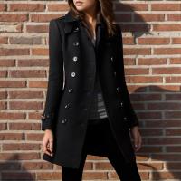 Abrigo informal de lana con doble botonadura para mujer, chaqueta de otoño e invierno, novedad - details 10
