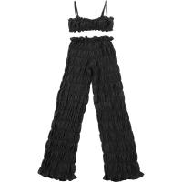 BUNO-Chándal de verano para mujer, Tops cortos deportivos informales sexis sin mangas + Leggings fruncidos de cintura alta, ropa de calle firme a juego - details 13