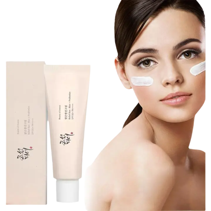 Protector solar Rice SPF50+, crema de larga duración, bloqueador solar anti UV, suero facial hidratante suave - 1