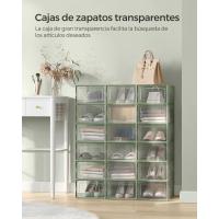 Cajas de Zapatos de Plástico Juego de 18 Organizadores Plegable, Apilable, Transparente, Blanco - details 44