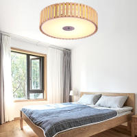 Lámpara de araña tejida de bambú vintage TOMAX - Lámpara de techo estilo tatami nórdico tejida a mano para sala de estar, dormitorio, restaurante y B&B |   Color de madera natural ecológico [Garantía de 1 año] - details 2