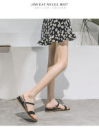 Sandalias planas informales con una sola correa para mujer, zapatillas con tacón de cuña bidireccional, sandalias romanas retro de color sólido con espalda abierta - details 4