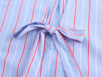 OUWU- Blusas A Rayas Con Cordones Para Mujer, Top Elegante Con Cuello En V Y Manga Larga Con Lazo, Camisa Holgada De Calle Dulce, Novedad De Primavera Y Verano 2025 - details 7