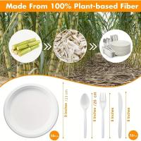 200 Piezas de Cubiertos Desechables Biodegradables Incluyen 50 Platos, 50 Tenedores, 50 Cuchillos, 50 Salos - details 4