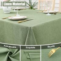 Olanly-mantel rectangular de lino sintético, mantel de tela impermeable y limpiable, cubierta de mesa lavable para cocina y comedor - details 1