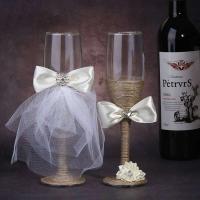 2 unids/set copas de champán de cristal para novia y novio, copas de vino tostadas y decoración de vestido, regalo para boda - details 2