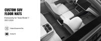 SucceBuy Alfombrillas para automóviles, se adapta al modelo Tesla Y 2021-2024, 3 piezas de forros delanteros y de segunda fila, alfombrillas para vehículos TPE personalizadas para todo clima, fáciles de limpiar y seguras para SUV, color negro - details 0