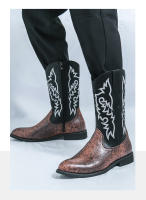 Botas vaqueras occidentales vintage bordadas altas clásicas Botas largas de moda para caballero - details 6