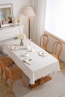 Mantel rectangular de bolas de terciopelo blanco, jacquard bohemio, mesa antipiscina para cocina, comedor, sala de estar y - details 2