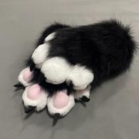 Guantes de disfraz de Cosplay de dibujos animados, traje de Fursuit Kigurumi, guantes de pata de gato de peluche, accesorios de Cosplay peludos gruesos, regalos - details 7