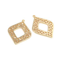 4 Uds. Colgantes de rombos de latón de Color dorado de 18K, suministros para hacer joyas de alta calidad, collar, pendientes, accesorios para mujer - details 0