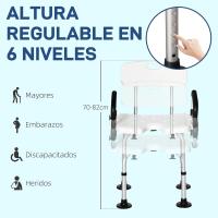 Silla de Ducha para Ancianos Antideslizante, Altura Ajustable, Apoyabrazos Regulables, Carga de 136kg - details 4