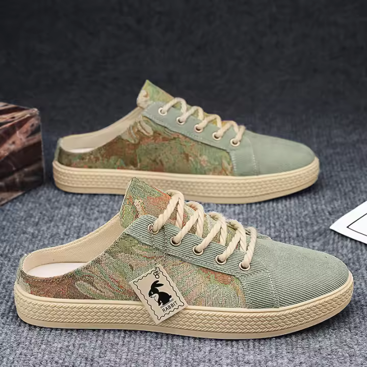 Zapatos Casuales de Lona para Hombres Zapatillas Sin Talón, Transpirables, Moda de Verano, Uso Versátil - 1