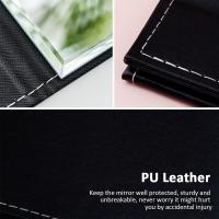 Espejo de Vanidad Plegable Portátil de Cuero PU Soporte Ajustable Ideal para Viajes 7X10 Pulgadas - details 1
