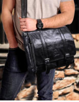 Bolso de Hombre CONTACT'S de Cuero de Verduras para Abogados Bolsa de Negocios Vintage Grande para Portátil y iPad Material de Revestimiento Poliéster Tamaño 13inch Negro - details 0