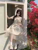 Vestido de manga corta con cuello cuadrado estilo socialité francés para mujer, nueva colección de verano, diseño ceñido y adelgazante en la cintura, - details 3