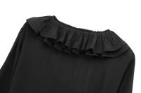 , Nueva serie de vestido de manga larga elegante apilado decorativo hasta la rodilla con cuello en V para mujer con cinturón para temperamento femenino - details 12