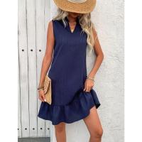 Svanco Vestido de verano para mujer, corte holgado, cuello en V, sin mangas, adecuado para ropa informal y de playa - details 6