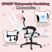 Silla de juego para ordenador, diseño ergonómico, con respaldo alto, soporte lumbar, reposapiés, piel sintética - details 19