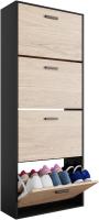 Mueble zapatero de 12 pares - Estantería de gran capacidad para vestíbulo o pasillo - (ancho) 60 x (profundidad) 24 x (alto) 80 cm - Madera clara blanca - details 52