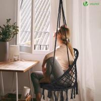 Silla Colgante Exterior con Flecos, Hamaca con Conjines y Kit de Suspensión, Ø80cm Silla Columpio para Interior y Exterior, Beiges - details 22
