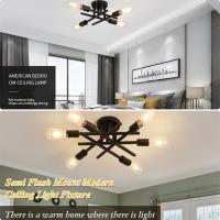 Lámpara Led de techo moderna para sala de estar, accesorio de iluminación interior, Base de bombilla E26, color negro, estilo nórdico minimalista - details 3
