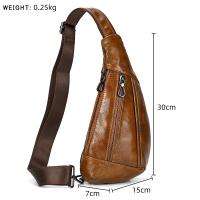 Bolso de pecho de cuero de vaca suave para hombres, paquete de pecho de cuero genuino, bandolera pequeña, bolso antirrobo, café - details 0