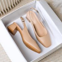 Bolsas de Cuero Suaves de Gran Tamaño Sandalias de Cabeza Cuadrada con Tacones Gruesos para el Trabajo en Verano 2024 - details 0