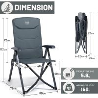 Silla de Camping Adulto 150kg Silla de Jardín Plegable Portátil de Alta Resistencia Respaldo Alto Silla Reclinable de 4 Posiciones para Campamento Picnic Jardín Caravana (1 Pc, Azul) - details 15
