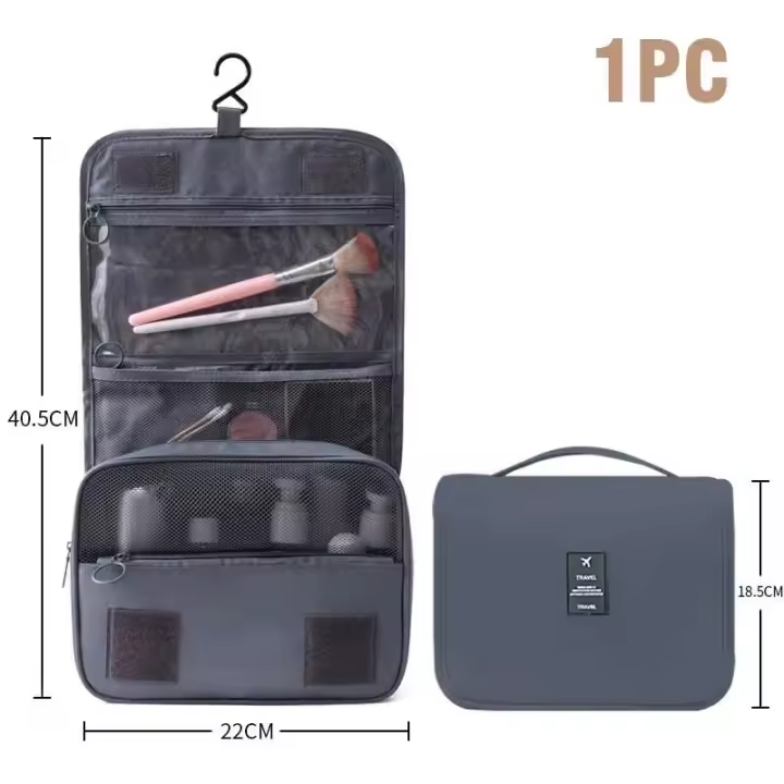 Bolsa de Almacenamiento de Maquillaje de Viaje Impermeable Organizador de Cosméticos de Nylon con Gancho Bolsa de Higiene Personal de Alto Diseño - 1