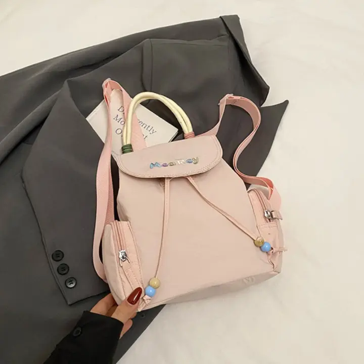 Mochila con cordón de Bordado de letras, bolso escolar de nailon de gran capacidad para estudiantes, bolso de viaje, bolso de hombro de estilo coreano, viaje - 1