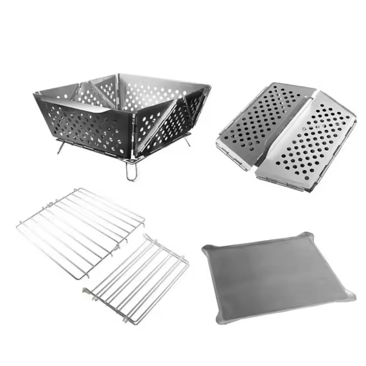 Parrilla de barbacoa plegable portátil, estufa de tienda dividida de acero inoxidable, accesorios para exteriores, quemador de parrilla de carbón - 1