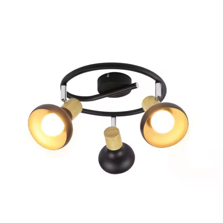 CBJKTX Foco de techo E14 de 3 llamas, luz de techo vintage, 350 °   ajustable para pasillo, sala de estar - 1