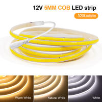 Tira de luces LED COB Superfina, cinta suave y Flexible de 5mm, 320LED/m, cc 12V, barra de luz roja, verde, azul, blanco frío y cálido para iluminación de decoración - details 0