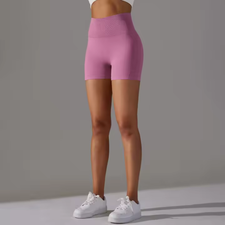 Nessaj-pantalones cortos sin costuras para mujer, Shorts deportivos elásticos de realce de cadera, transpirables, para gimnasio - 1