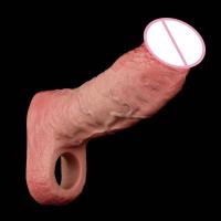 Empaque privado Sexy SXXY Silicona 4 Tamaños Ultra Hueco Dildo Manga para agrandar el pene masculino Funda realista de extremo abierto para hombres - details 4
