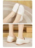Zapatos de mujer de cuero genuino para las cuatro estaciones con diseño informal transpirable, parte inferior plana y antideslizante para caminar con un solo pie - details 7