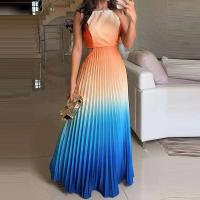 Elegante Vestido de Fiesta Holgado de Cintura Alta con Lazo Trasero Vestido Largo de Encaje con Estampado de Gradiente para Mujeres - details 5
