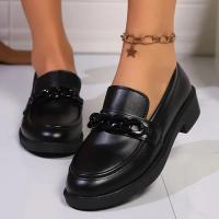 Elegantes Mocasines de Cuero Patente Zapatos de Oficina para Mujeres con Suela Gruesa y Patacha - details 4